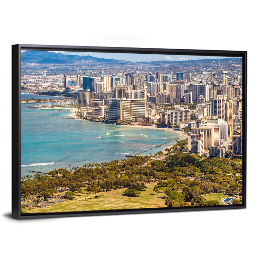 Waikiki Beach and Honolulu Skyline Wall Art