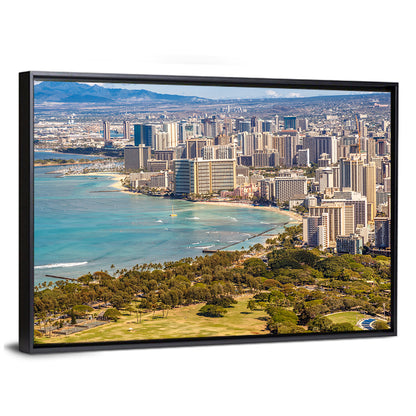 Waikiki Beach and Honolulu Skyline Wall Art