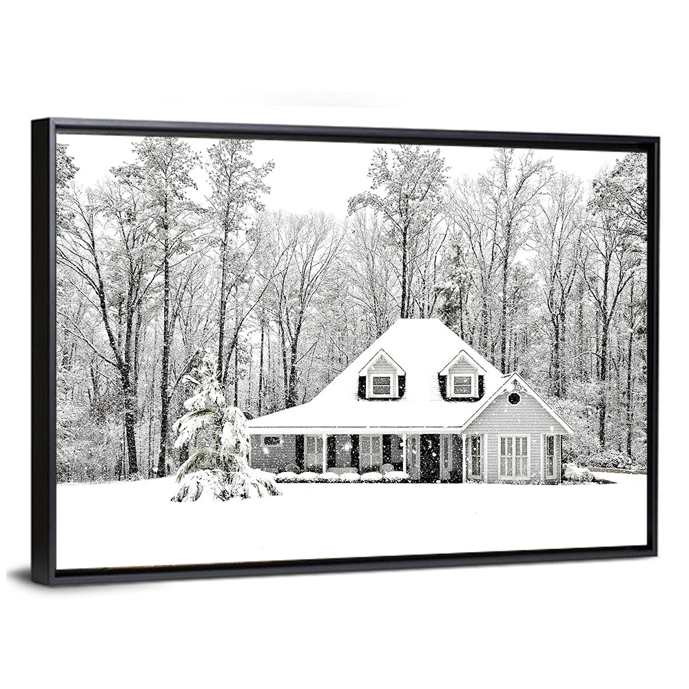 Frosty Winter House Landscape Wall Art