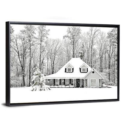 Frosty Winter House Landscape Wall Art