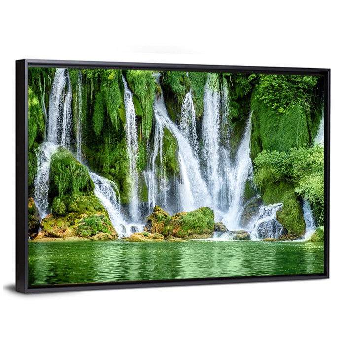 Kravica Waterfall Wall Art as a framed canvas