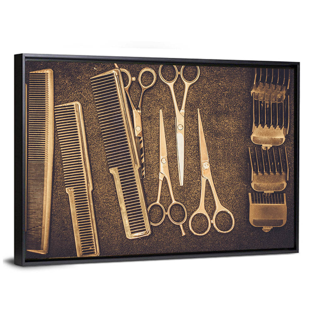 Barber Tools Flat Lay Wall Art