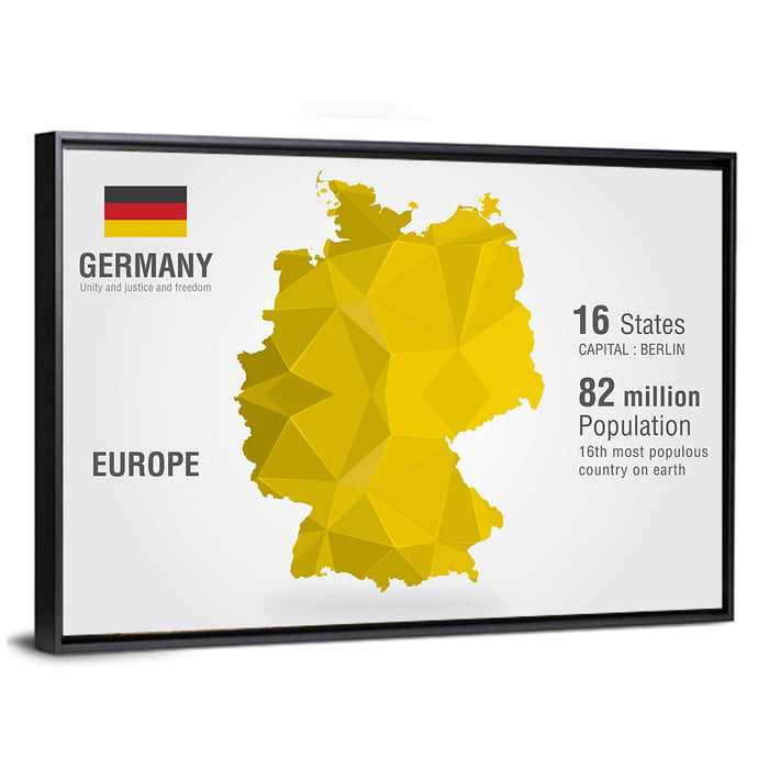 Germany Geometric Map Wall Art as a framed canvas