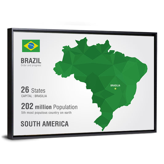 Low-poly Brazil Map Wall Art