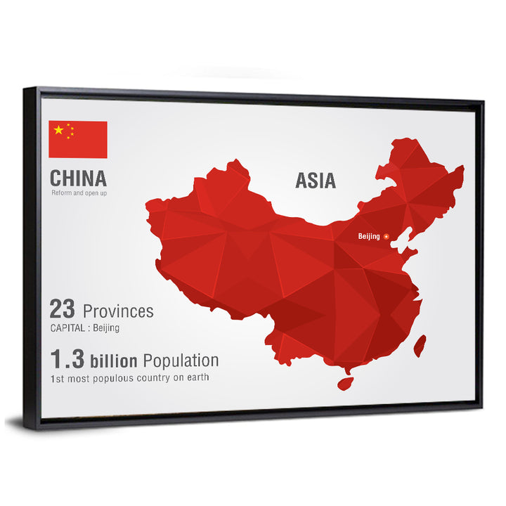 Geometric China Map Infographic Wall Art