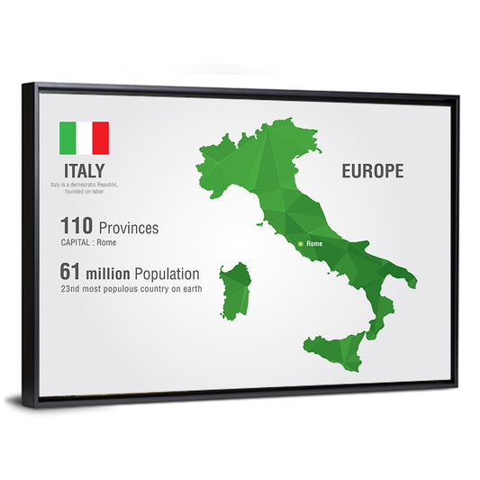Geometric Italy Map Infographic Wall Art