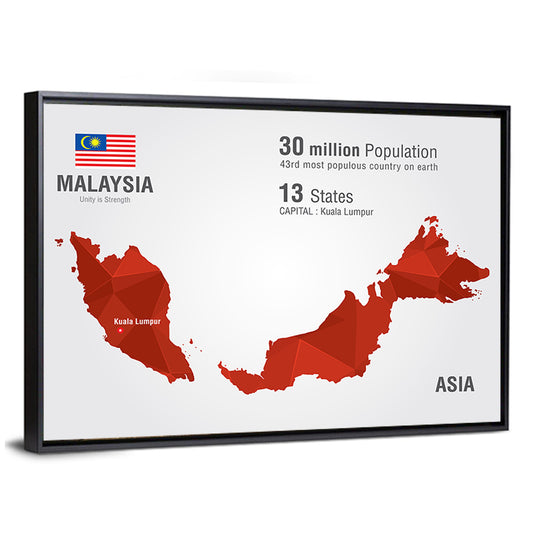 Malaysia Geometric Map Wall Art