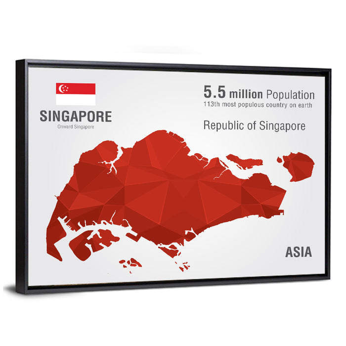 Singapore Low-poly Map Wall Art as a framed canvas
