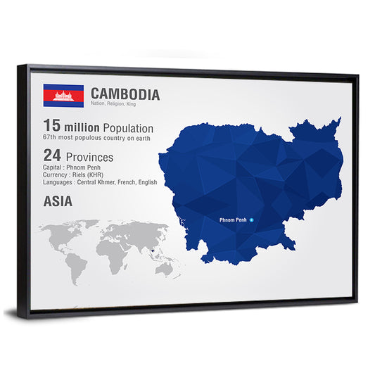 Cambodia Geometric Map Wall Art