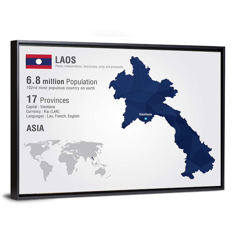 Laos Map Wall Art