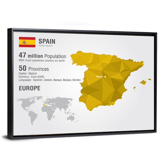 Geometric Spain Map Infographic Wall Art