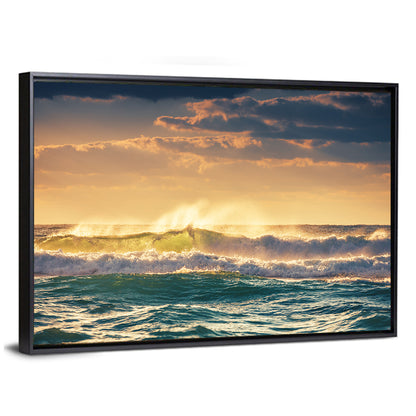 Golden Hour Breaking Waves Wall Art
