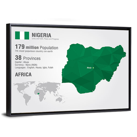 Geometric Map of Nigeria Wall Art