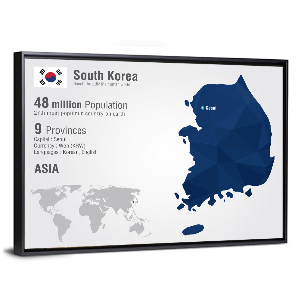 South Korea Map Wall Art