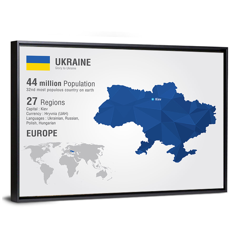 Stylized Ukraine Map Wall Art