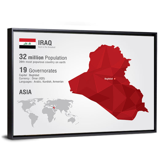Iraq Low-poly Map Wall Art