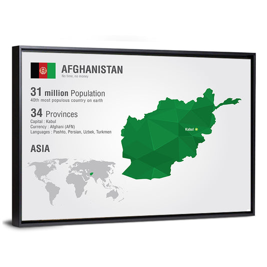 Polygonal Afghanistan Map Wall Art