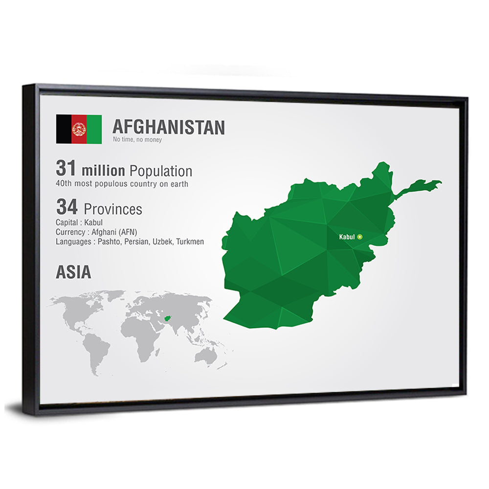 Afghanistan Map Wall Art