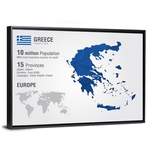 Low-poly Map of Greece Wall Art