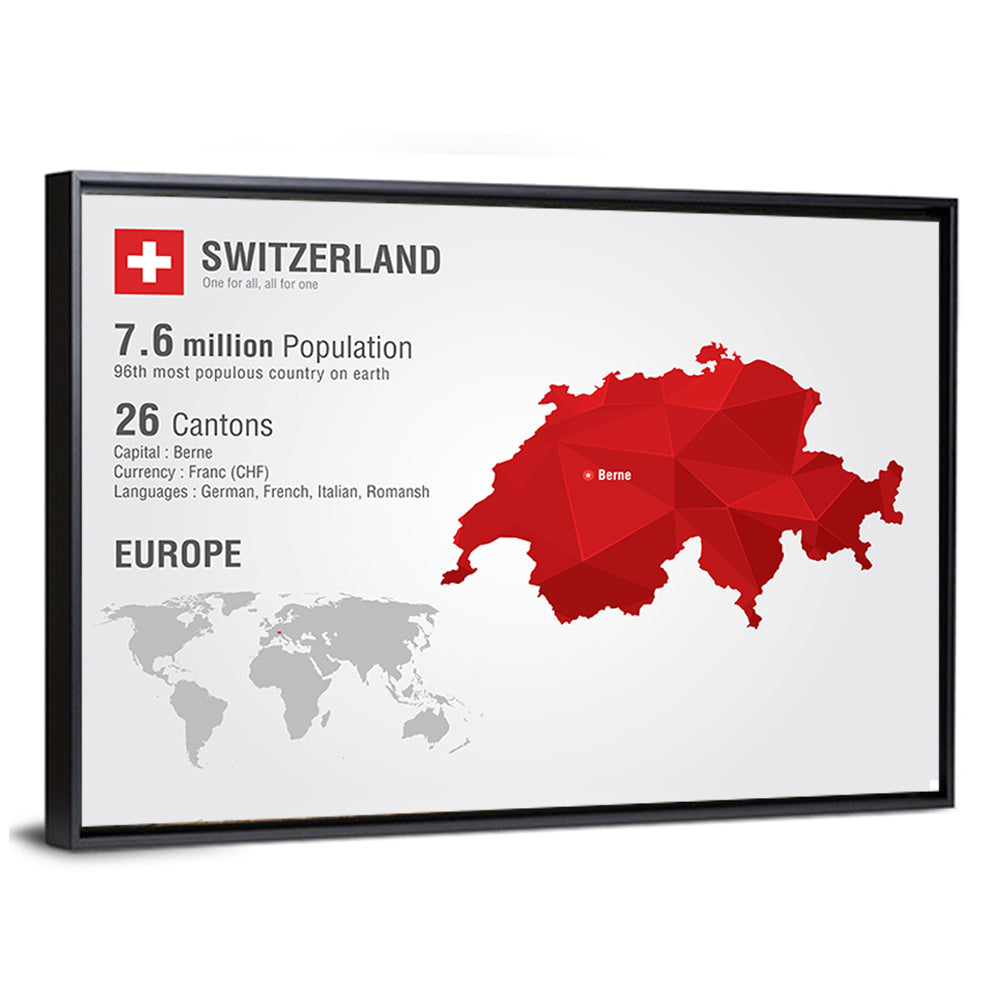 Switzerland Low-poly Map Wall Art