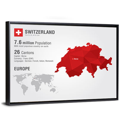 Switzerland Map Wall Art