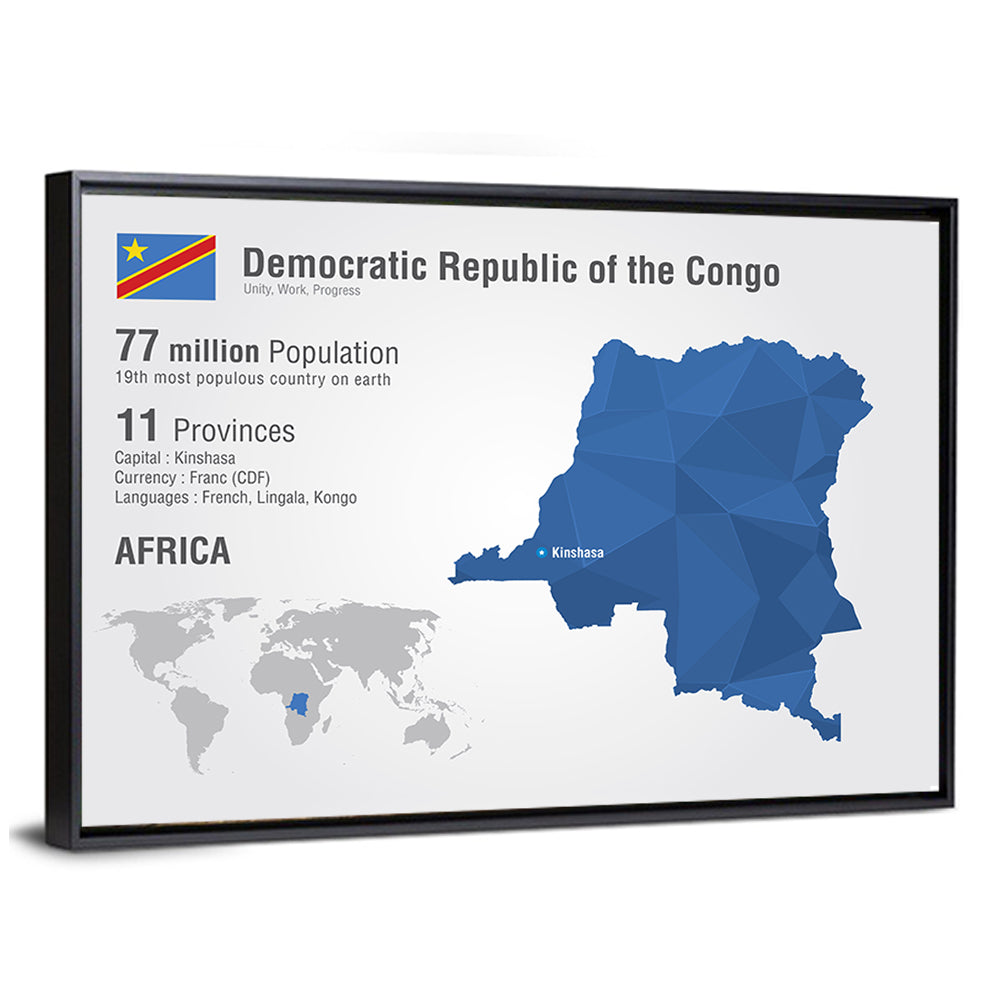 Democratic Republic of the Congo Map Wall Art