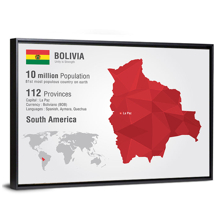 Bolivia Infographic Map Wall Art