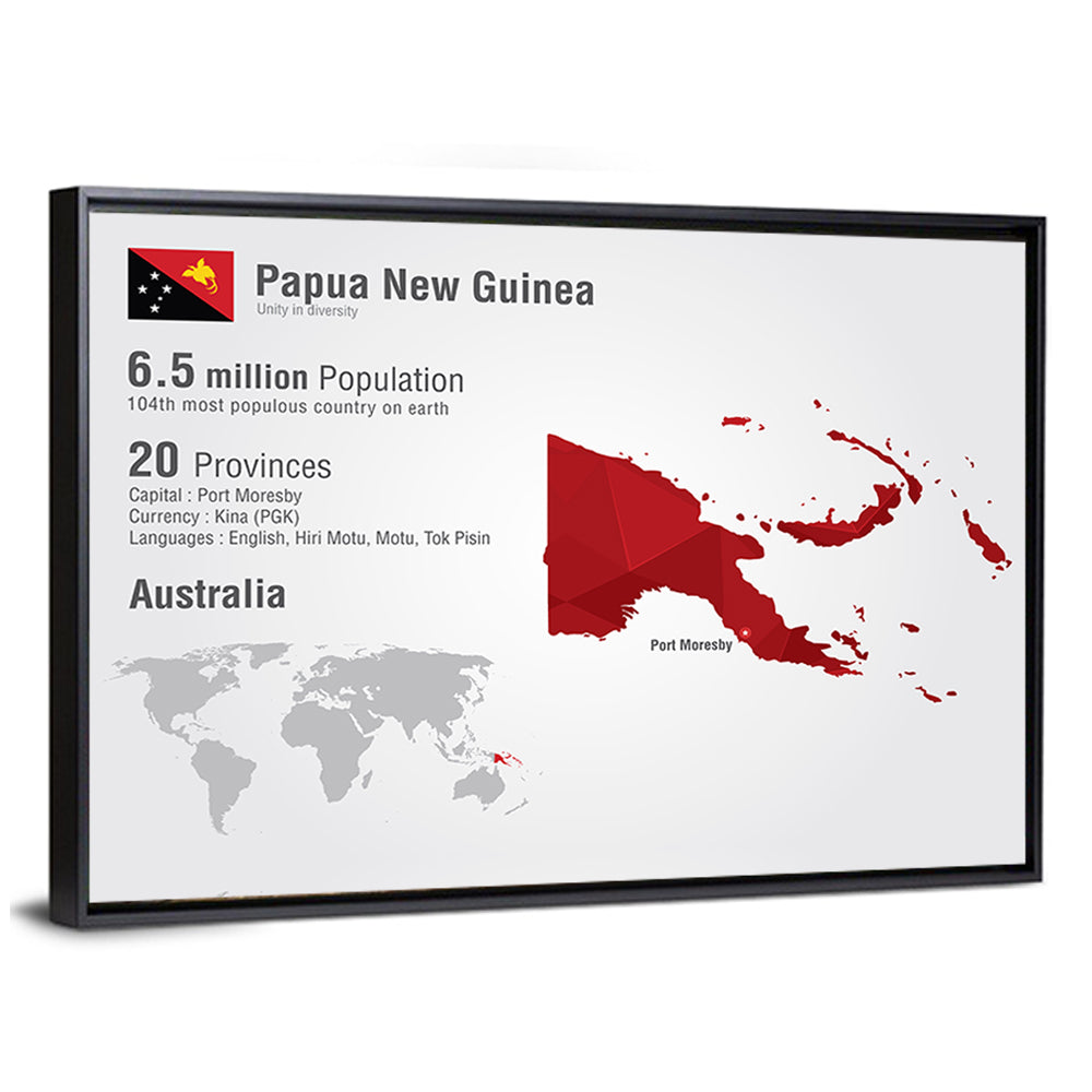 Papua New Guinea Map Infographic Wall Art