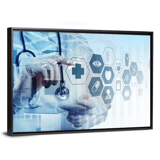 Doctor Double Exposure with Medical Icons Wall Art