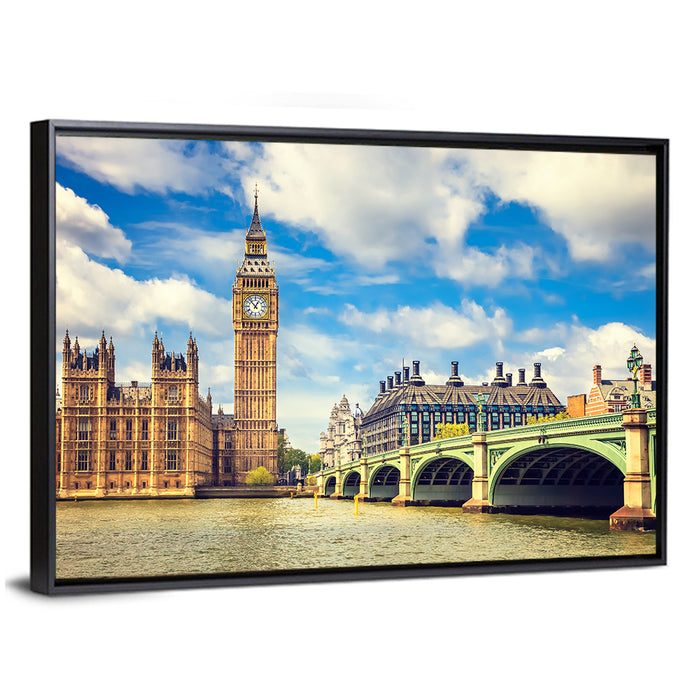 Big Ben and Westminster Bridge, London Wall Art as a framed canvas