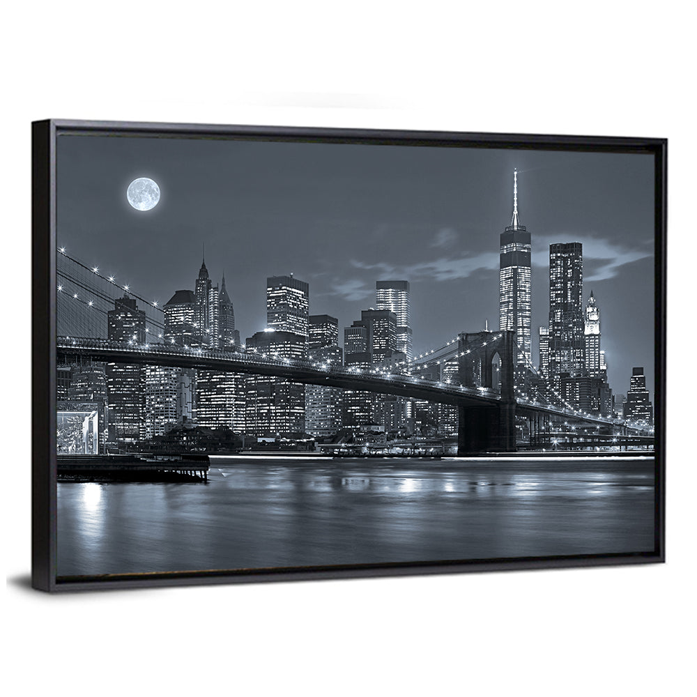 Brooklyn Bridge Night Skyline Wall Art