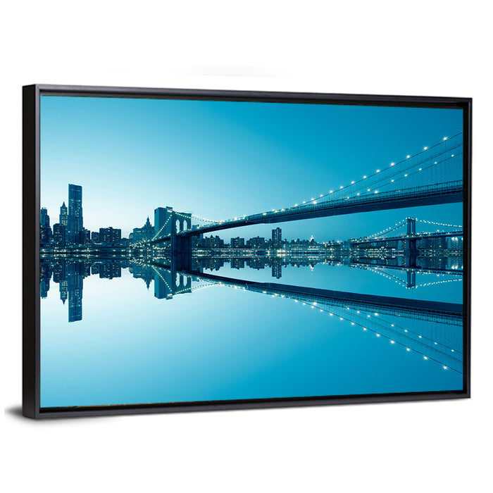 Manhattan Skyline with Brooklyn Bridge Wall Art as a framed canvas