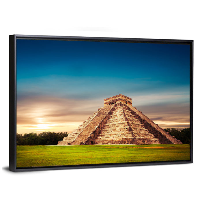 Temple of Kukulkan, Chichen Itza Wall Art as a framed canvas