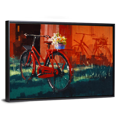 Vintage Bicycle with Floral Basket Wall Art