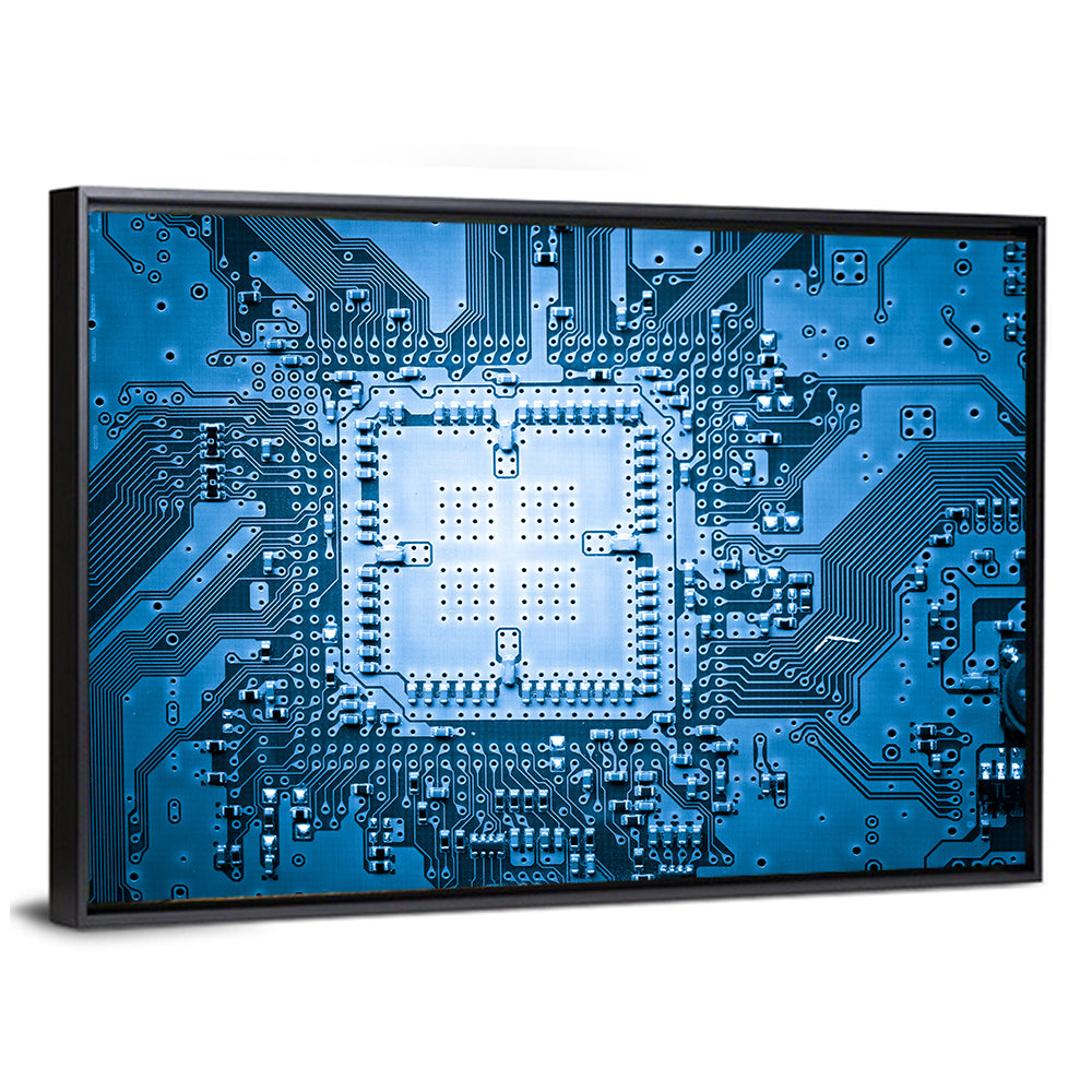 Blue Circuit Board Close-up Wall Art