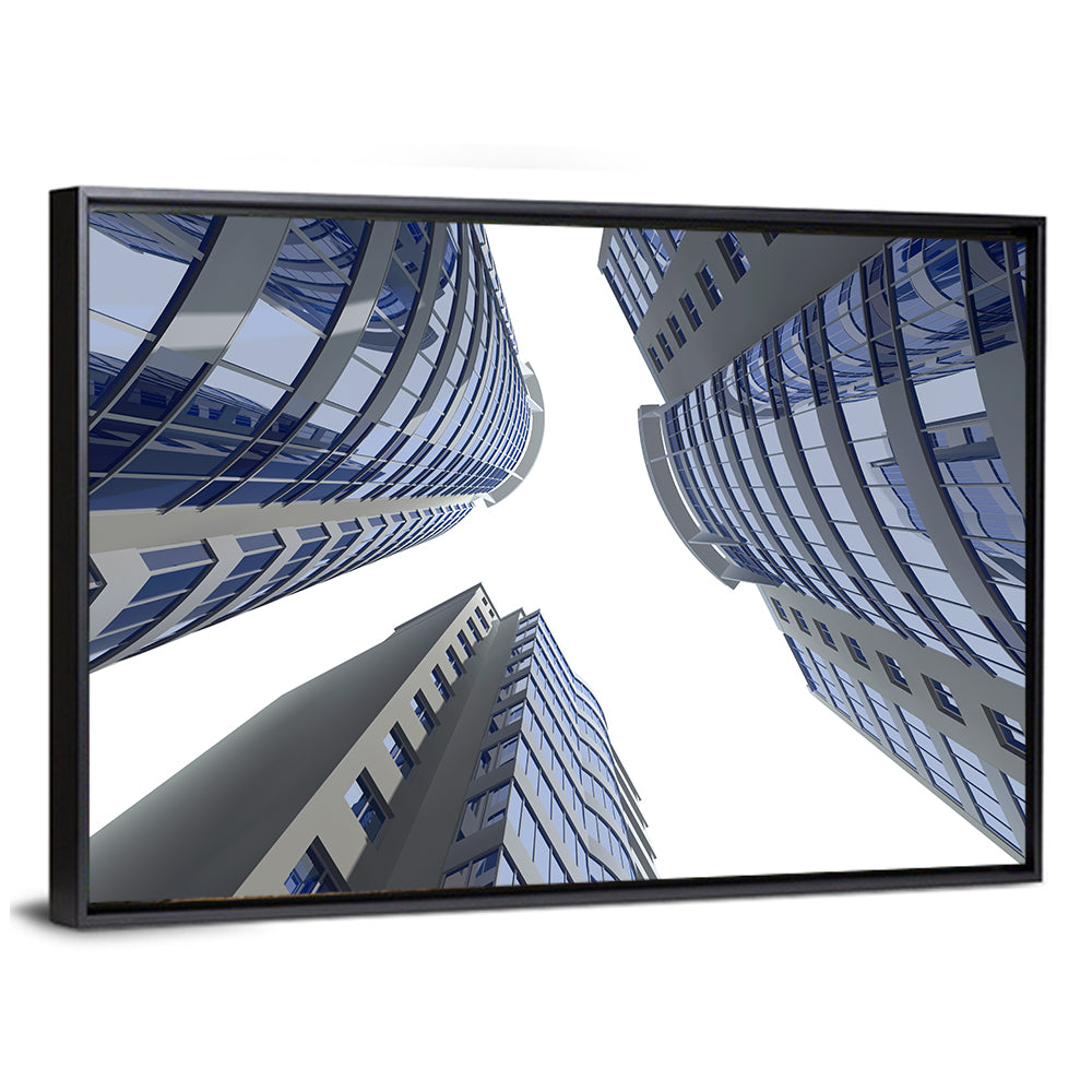 Blue Glass Skyscrapers Wall Art