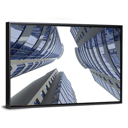 Blue Glass Skyscrapers Wall Art