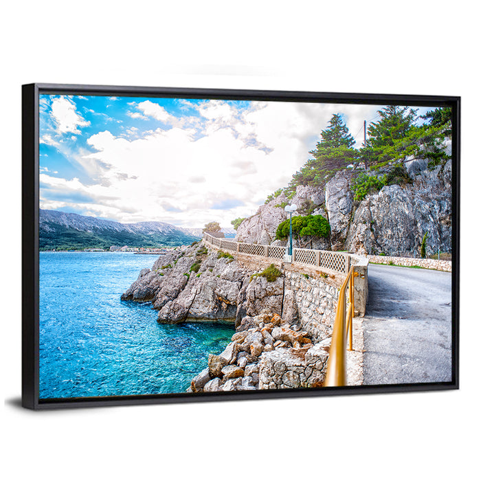 Adriatic Coastal Road Wall Art as a framed canvas