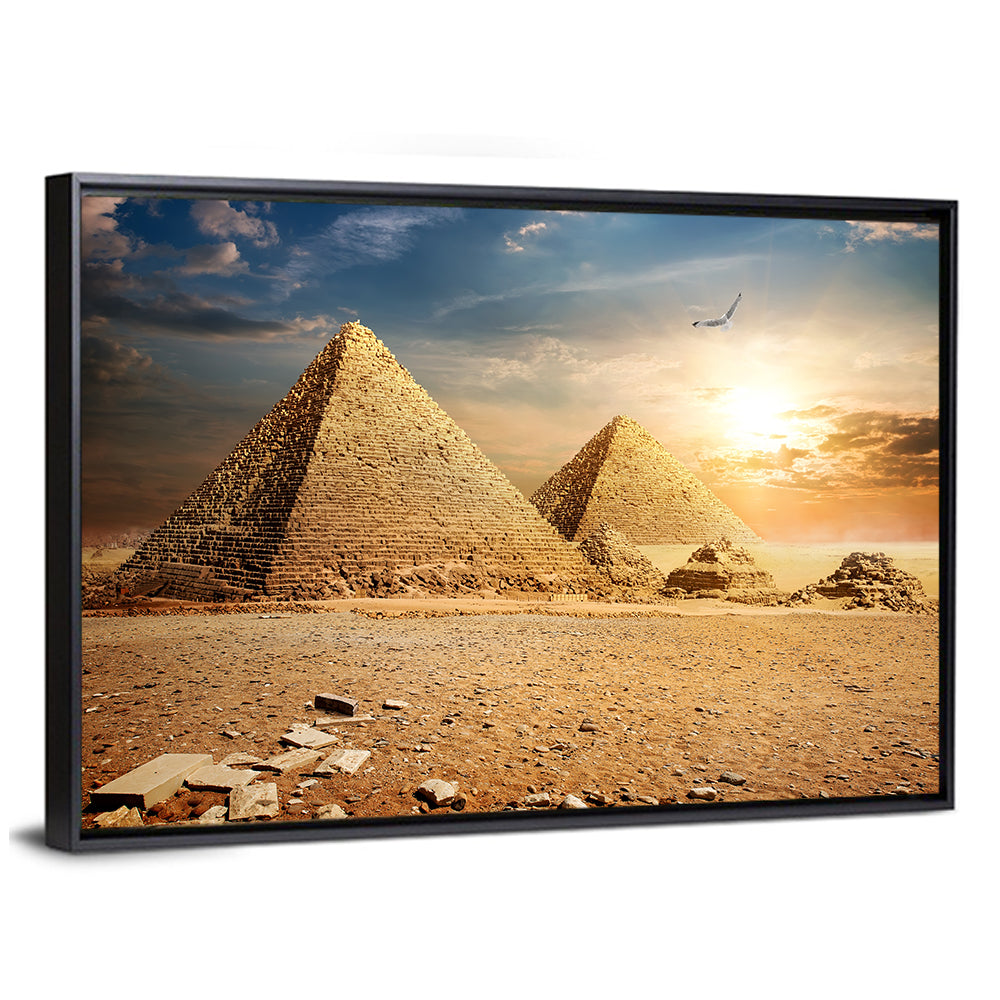 Giza Pyramids at Sunset Wall Art
