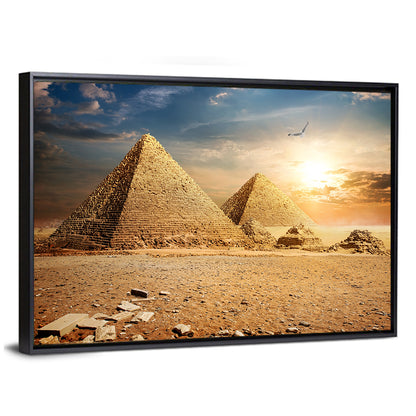 Giza Pyramids at Sunset Wall Art