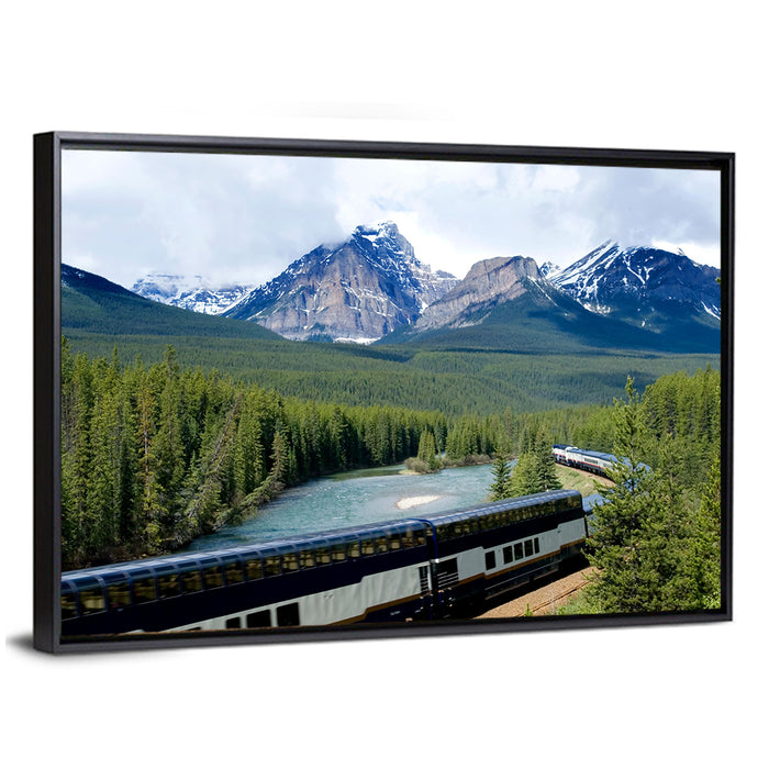 Glass Roof Train in Canadian Rockies Wall Art as a framed canvas