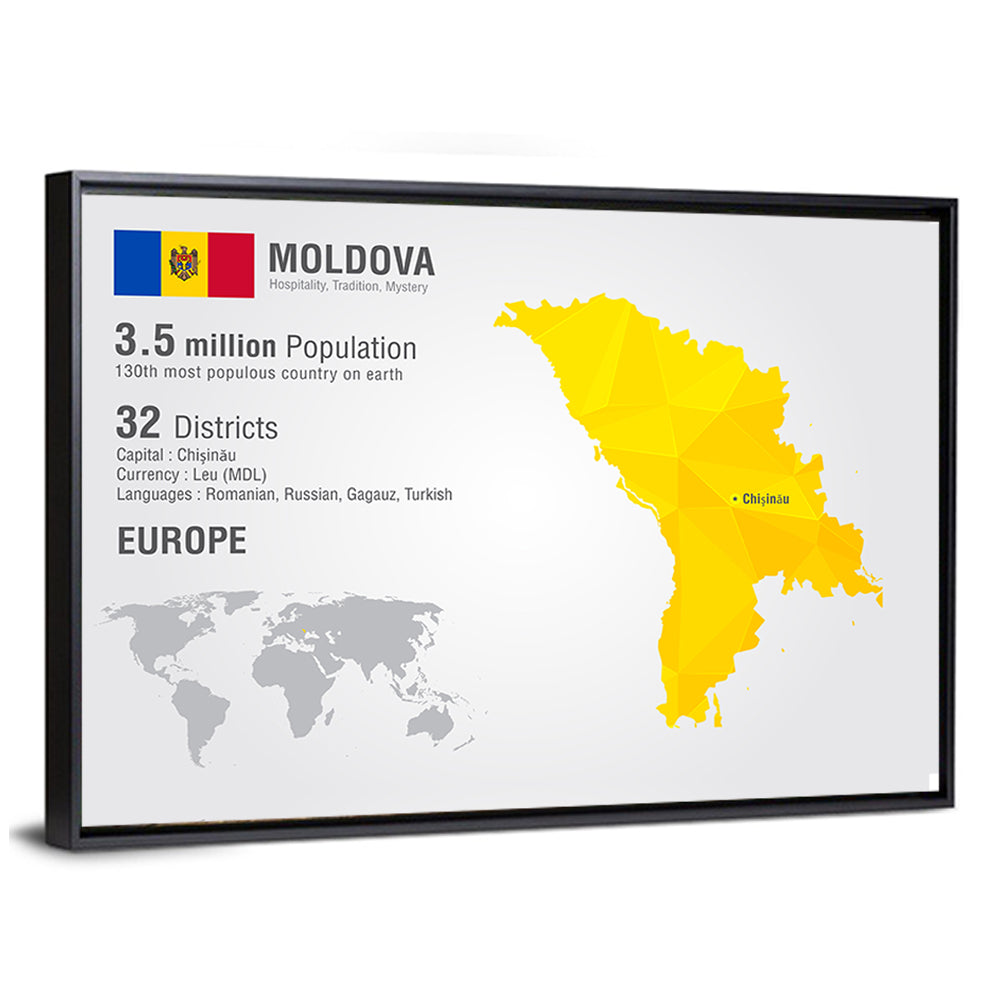 Moldova Low-poly Map Infographic Wall Art