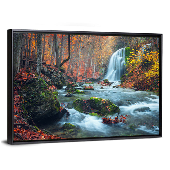 Autumn Silver Stream, Crimea Wall Art as a framed canvas