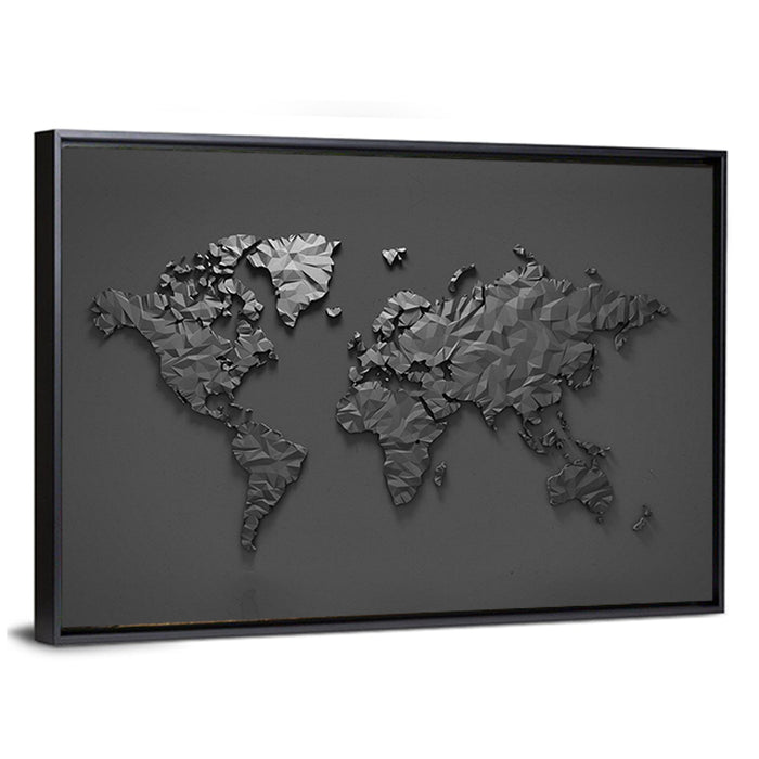 Low-poly World Map Wall Art as a framed canvas