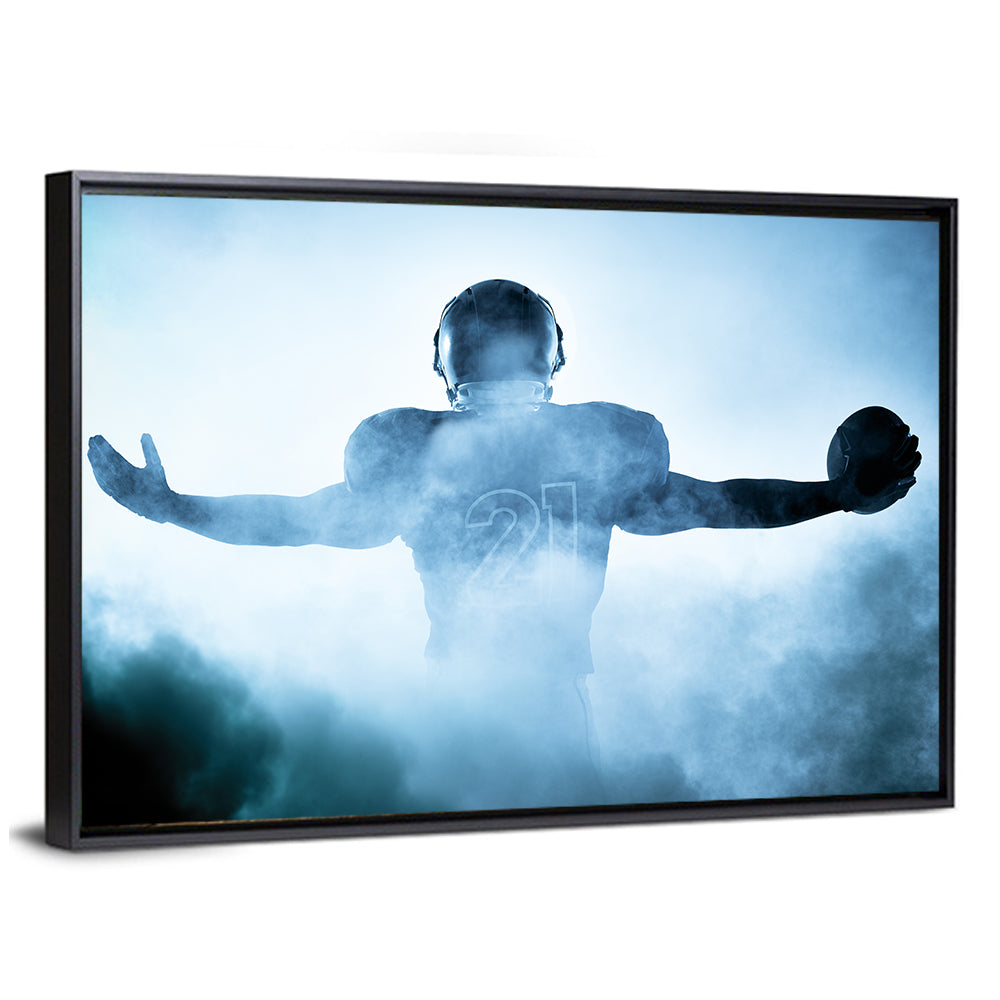 Number 21 Football Player in Fog Wall Art