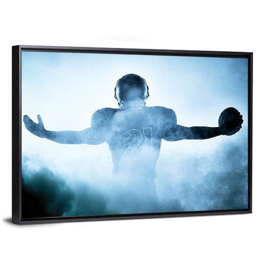 Number 21 Football Player in Fog Wall Art