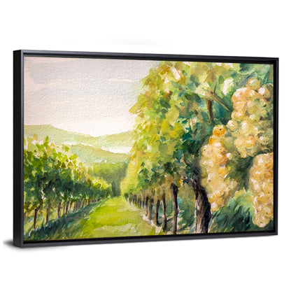 Sunlit Vineyard Watercolor Wall Art