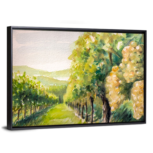 Sunlit Vineyard Watercolor Wall Art