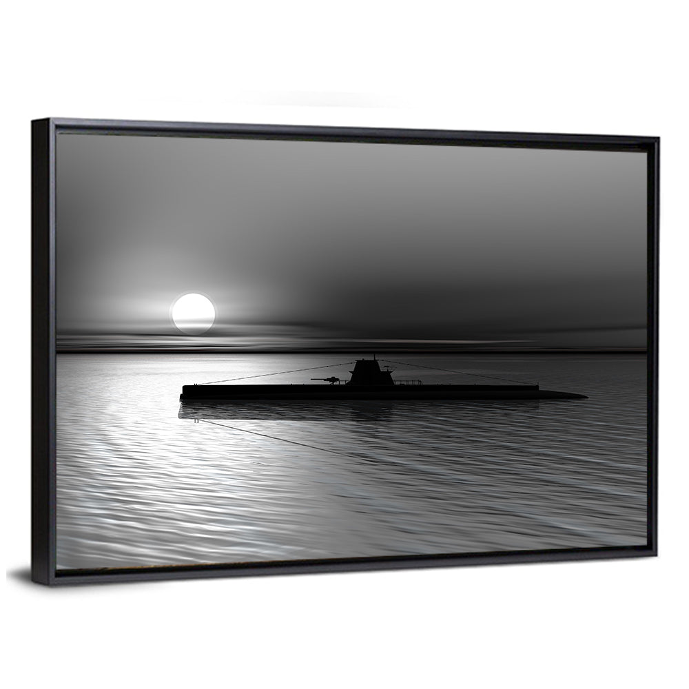 Submarine Silhouette at Dusk Wall Art