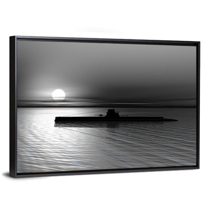 Submarine Silhouette at Dusk Wall Art